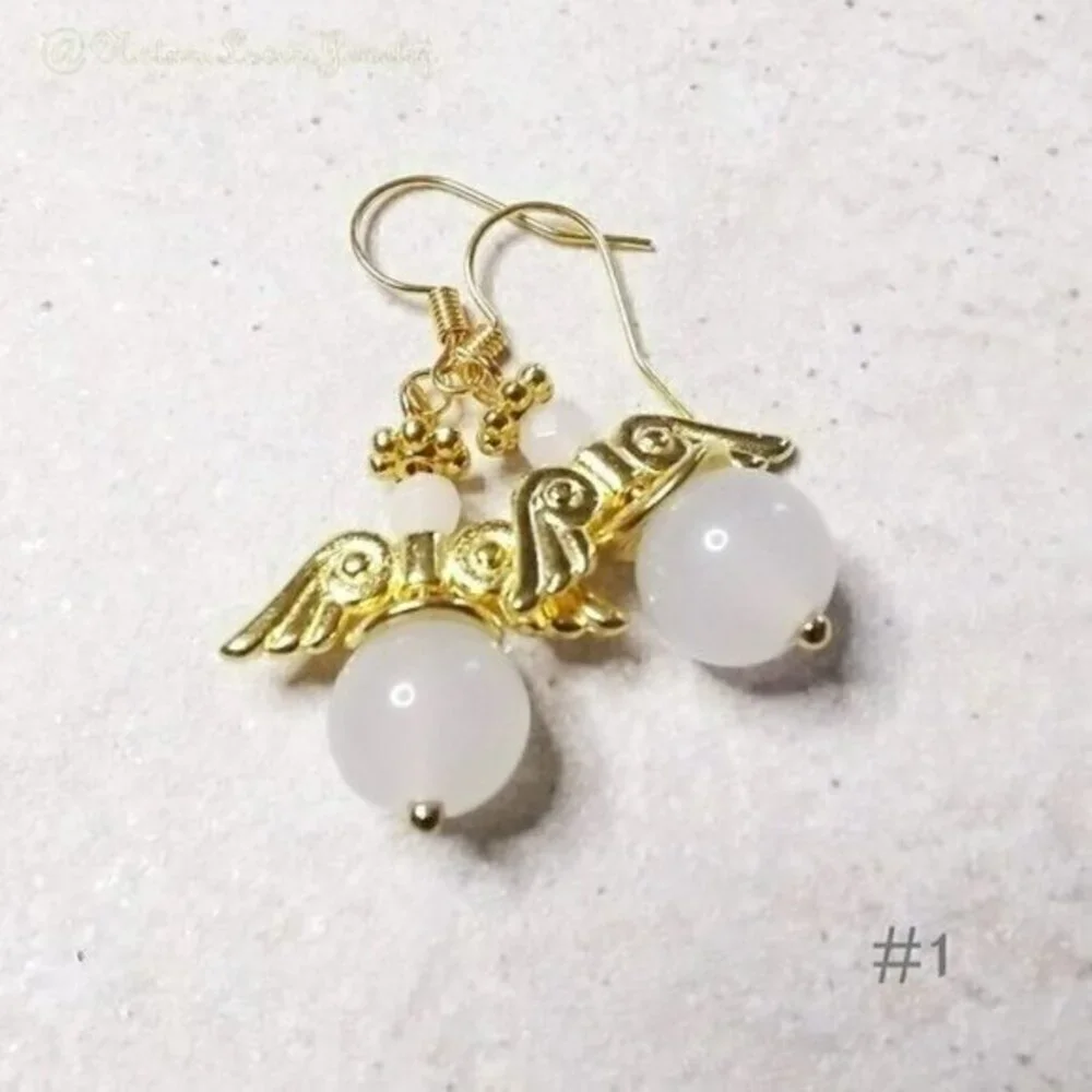 SWEET! Guardian Angel Earrings! White Angels Wings!